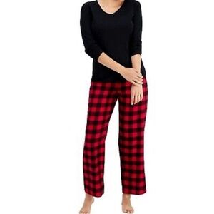 Charter Club V-Neck T-Shirt & Flannel Pants Pajama Set Women’s Size M NWT